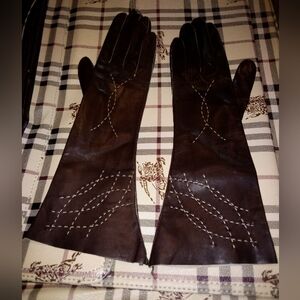 Beautiful Bacmo Leather Gloves 12 Inches Long Flared Vintage